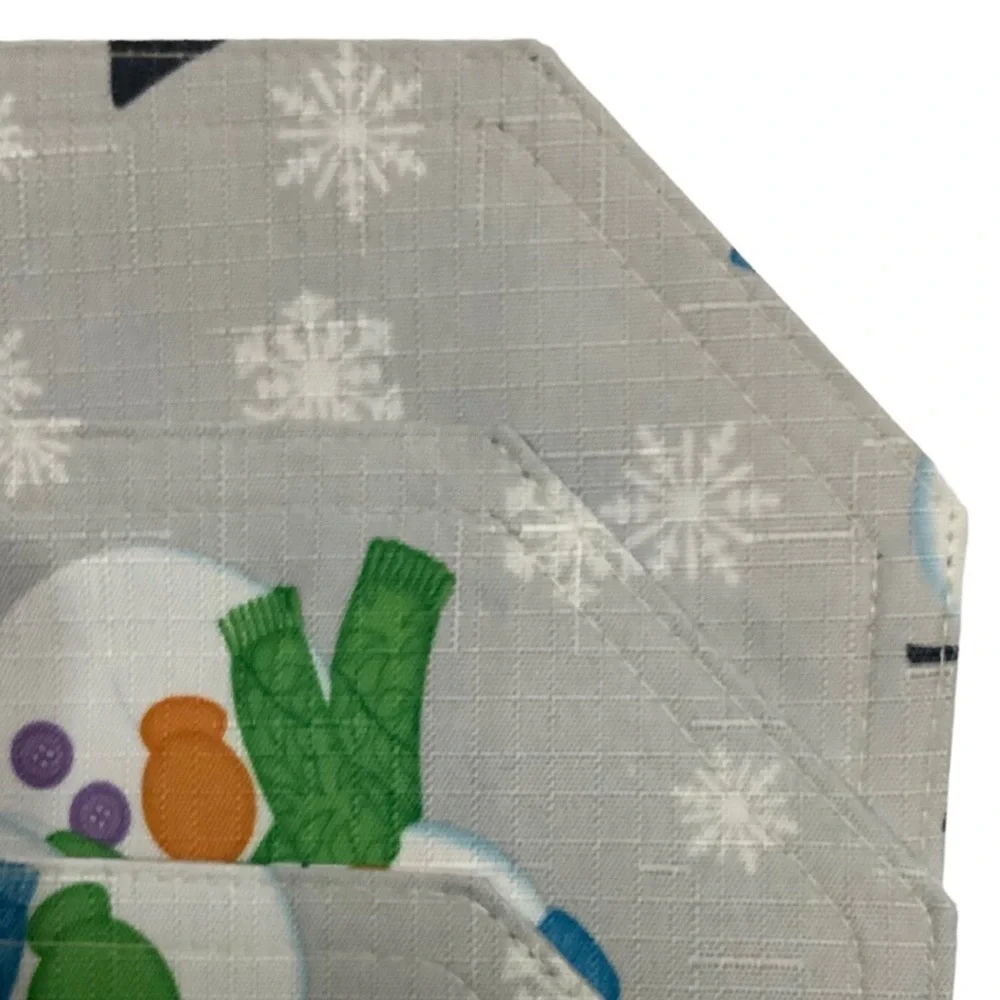 Winter Linen Print Fabric Placemats Snowman Reversible Grey Multi 12 X 18 in